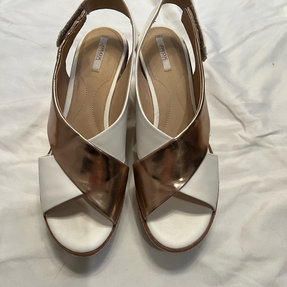 Geox White and Gold Women's Sandals